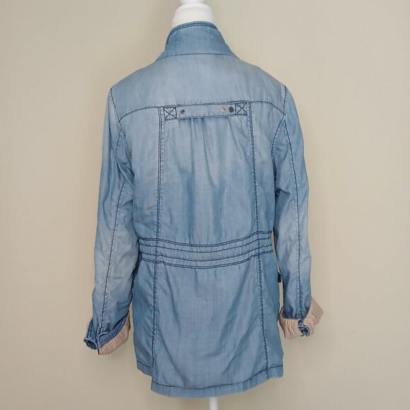 Anthropologie Marrakech Chambray Utility Lightweight Jacket Blue Size Large - Picture 8 of 11